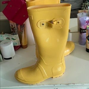 Tall yellow rainboot.